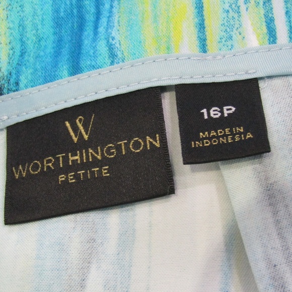 Worthington Petite Blue Lime Pencil Skirt 16P - Picture 4 of 5
